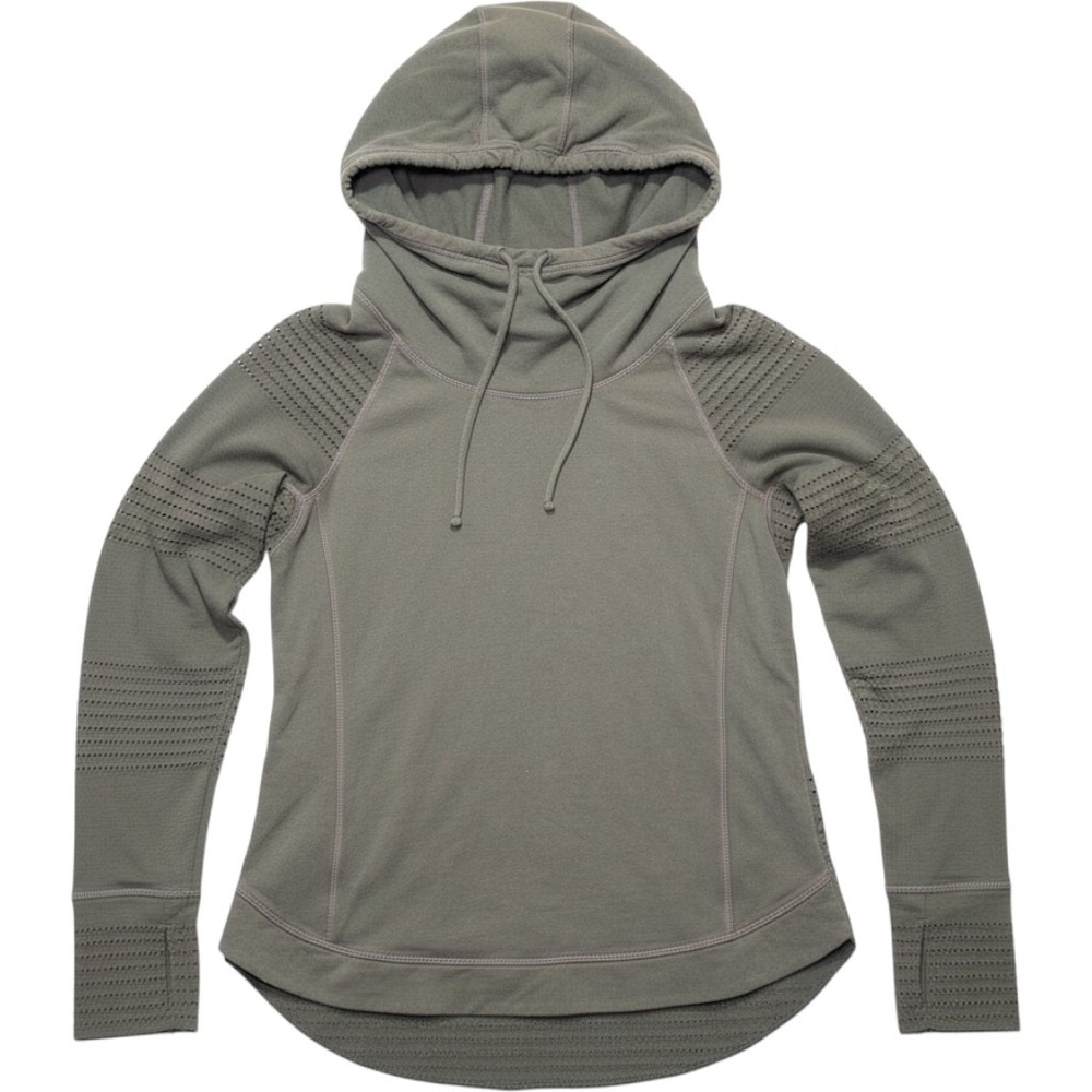 Athleta Womens XXS Gray Perforated Funnel Neck Hoodie Thumbholes Runing